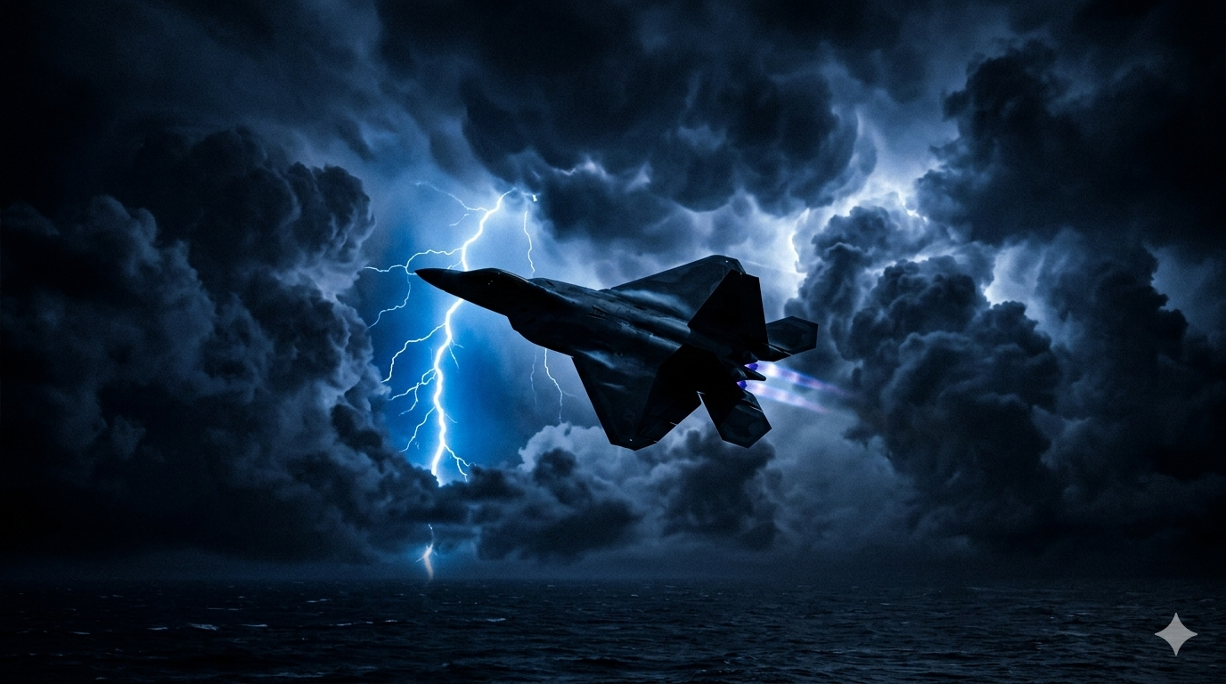 Aerospace verification — fighter jet at altitude