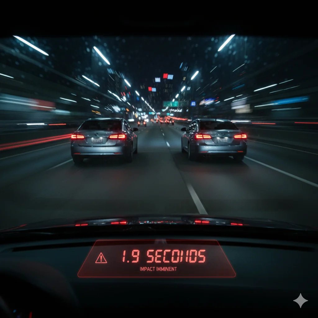 1.9 second collision countdown on highway